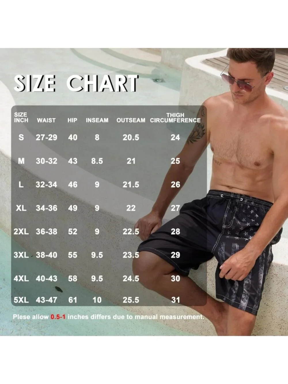 Quick Dry Men's Swim Trunks, Breathable Board Shorts, Big & Tall Beachwear